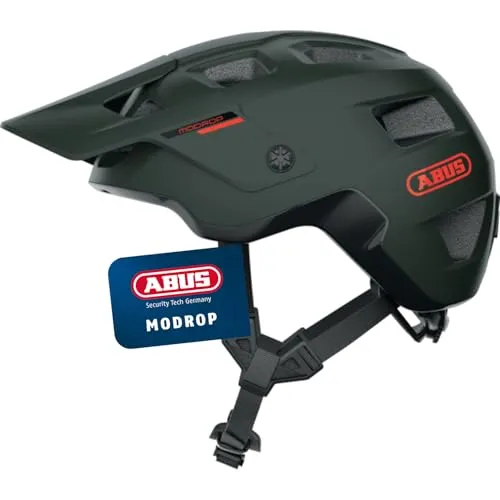 ABUS MTB-Helm MoDrop - robuster Fahrradhelm für Mountainbiker - Fahrradhelm mit guter Belüftung und individueller Passform, ideal für Offroad-Fahrer. Perfekt für abenteuerliche Trails und Zopf-Träger:innen.