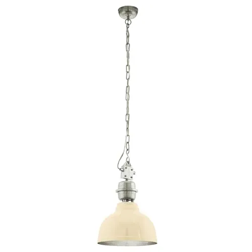 EGLO Hängelampe Grantham, stilvolle Pendelleuchte für den Esstisch - Hängeleuchte aus Stahl in beige und Chrom, ideal für Esszimmer und Wohnzimmer. Mit einer Höhe von 110 cm sorgt diese elegante Lampe für eine ansprechende Beleuchtung.