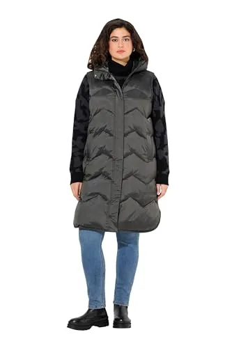 Ulla Popken Damen Funktions-Steppweste Plus Size mit Kapuze in grau von Ulla Popken