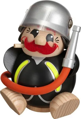 Seiffener Volkskunst Räuchermann Feuerwehmann, 12 cm hoch - Nussknacker aus dem Erzgebirge, handgefertigt in Deutschland und ideal für Sammler und als Geschenk.