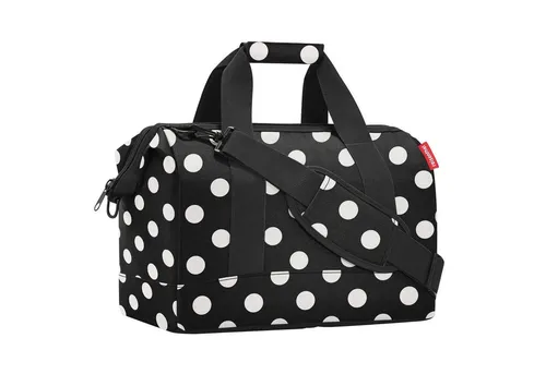 reisenthel Allrounder M dots White - Modische und nachhaltige Reisetasche mit 18 l Volumen, ideal für Reisen, Büro und Shopping mit praktischem Stauraum und hohem Tragekomfort