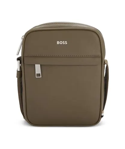 BOSS Umhängetasche Reporter With Zip aus echtem Leder - Stylische Umhängetasche aus 100% echtem Leder mit praktischem Zipper und geräumigem Hauptfach für Handy, Geldbörse und Schlüssel - ideal für den Alltag.