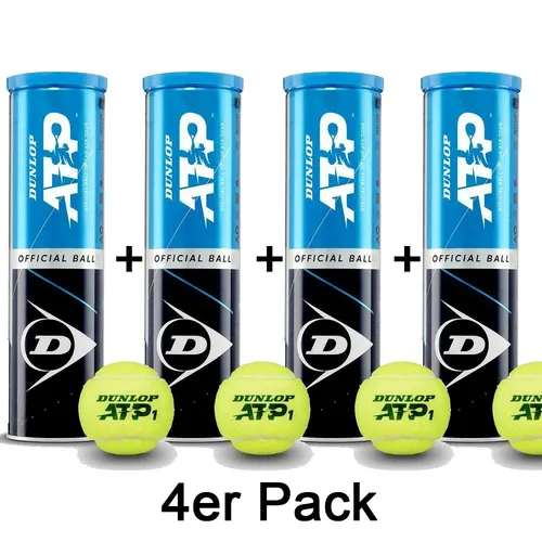 Dunlop Tennisball ATP 4TIN Tennisbälle Sparpaket Tennis Set Turnierbälle 16 x
