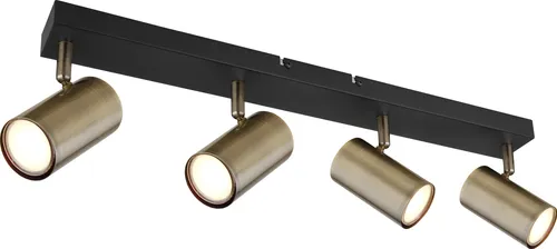 Globo Lighting Strahler Metall schwarz matt, 4x GU10 - Lampen - Moderner Strahler mit vier GU10 Fassungen, elegantes Design in matt Schwarz und Altmessing, ideal für individuelle Beleuchtung.