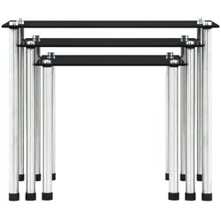 vidaXL Satztische 3 Stk. Schwarz Hartglas in schwarz von vidaXL