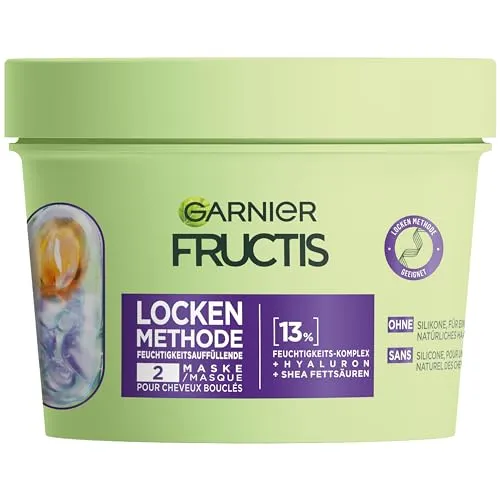 Garnier Feuchtigkeitsauffüllende Haarmaske für Locken, 370 ml - Haarkur für alle Lockentypen, spendet bis zu 100 Stunden Feuchtigkeit, repariert Haarschäden und sorgt für geschmeidige, definierte Locken. Vegane Formel ohne Silikone für ein natürliches Haargefühl.
