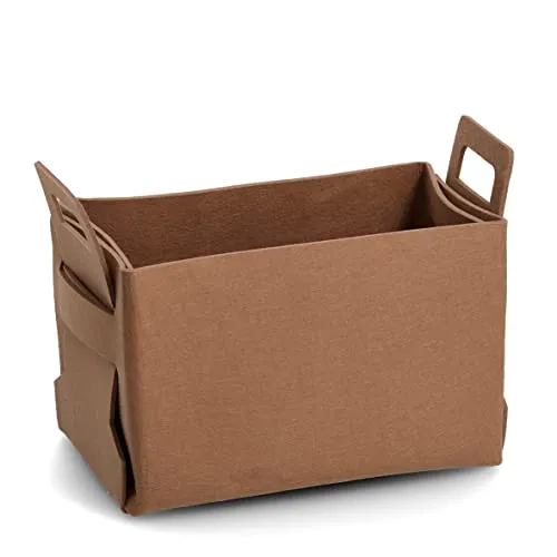 Zeller 14443 Aufbewahrungskorb, Filz, Cognac, ca. 36 x 25 x 23 cm