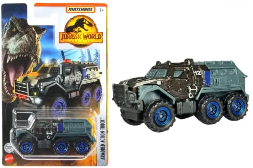 Matchbox Jurassic World Dominion FMW90 Diecast Fahrzeuge im Maßstab 1:64 – gepanzerter Action-Truck HBH06