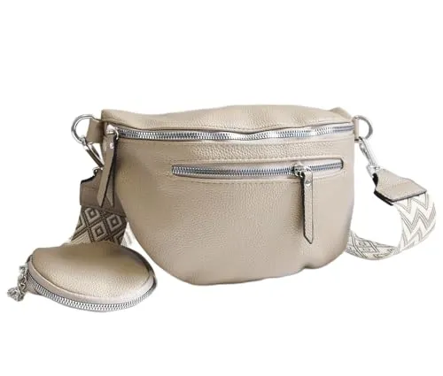 irisaa Umhängetasche Damen Crossbody Bag, 3 in 1 Schultertasche, Bauchtasche mit Reißverschluss und Verstellbarem breitem Gurt, Handtasche für Männer Frauen, DKB Farbe:Khaki