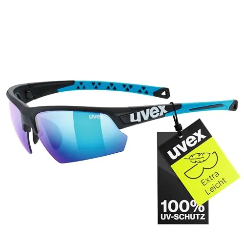 uvex sportstyle 224 - Sportbrille für Damen und Herren - starker Schutz vor Sonnenstrahlung - druckfreier Sitz & perfekter Halt - black matt blue/blue - one size