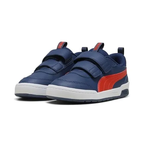 Puma Multiflex 2 SL V PS persian blue-fierce red (02) 10 - Sneaker für Kinder (4-8 Jahre) mit atmungsaktivem Mesh-Futter, robustem Design und nachhaltigem Obermaterial aus recycelten Materialien. Ideal für Abenteuer und bequem dank Klettverschluss.