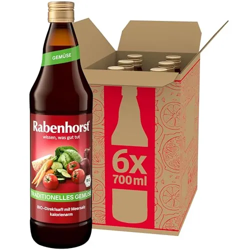 RABENHORST Traditionelles Gemüse BIO 6er Pack (6 x 700ml) | Hochwertiger Gemüsesaft aus verschiedenen Gemüsesorten