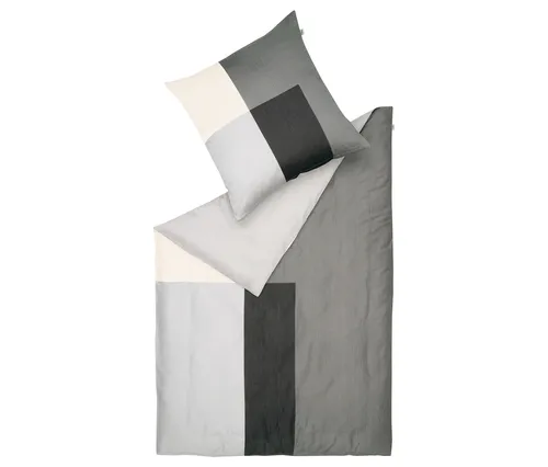 SCHÖNER WOHNEN Bettwäsche grau - Hochwertige Bettwäsche aus 100% Baumwolle, perfekt für gemütliche Nächte, waschbar bis 60 Grad, Größe: 135x200cm + 80x80cm.