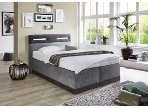 Boxspringbett mit LED-Beleuchtung, grau von Westfalia