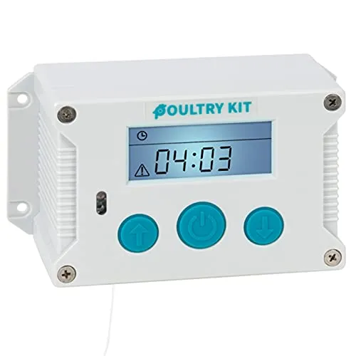 VOSS.farming Poultry Kit automatische Hühnerklappe, Hühnertür, Türöffnung für Hühnerklappe, Türöffner für Hühnerstall, Lichtsensor, Zeitschaltung, Manuell