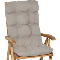 Beautissu Polsterauflage Flair HL, Hochlehner Auflage 120x50x8cm, Hellgrau - Auflagen für Hochlehnerstühle, gefertigt aus 40% Polyester und 60% Baumwolle, ideal für zusätzlichen Komfort im Garten oder auf der Terrasse.