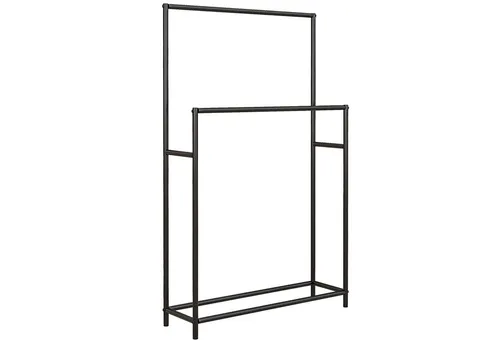 HOMCOM Freistehender Handtuchhalter mit 2 Stangen in schwarz von HOMCOM