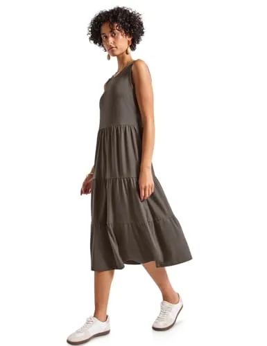 STREET ONE Midikleid 40 EU - Elegantes Design - Kleider, aus 95% Baumwolle und 5% Elasthan, perfekt für jeden Anlass und angenehm zu tragen. Pflegeleicht mit Feinwäsche bei 30°C.