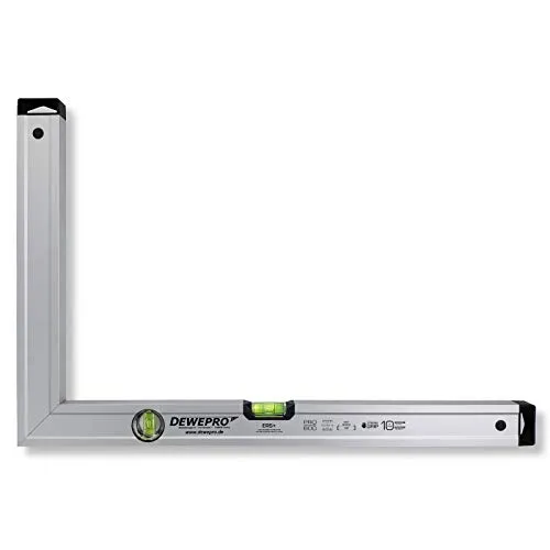 DEWEPRO® Aluminium Bauwinkel 90° mit 2 Libellen - Winkel - Maurerwinkel - Messwinkel - Profilwinkel - Aluwinkel - 40x30cm