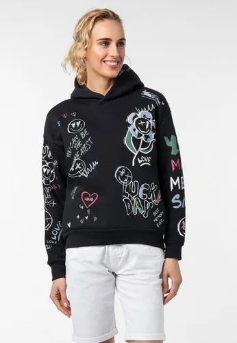 Sublevel Damen-Hoodie mit auffälligem Allover Print - Kapuzenpullover für Damen mit individuellem Allover-Print, oversized Schnitt für optimalen Komfort und vielseitig kombinierbar zu Jeans oder Leggings.