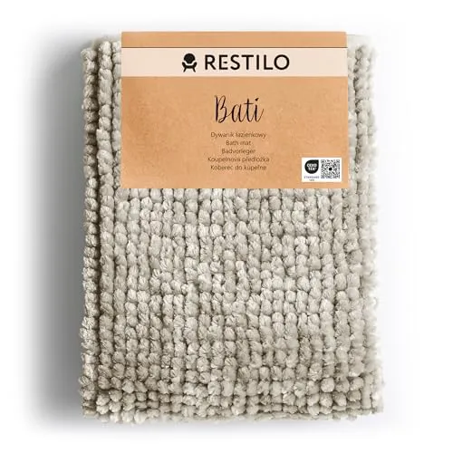 RESTILO Badematte 50x70 cm Badvorleger Badteppich rutschfest Bati Beige