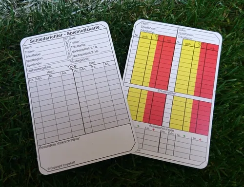 Schiedsrichter Notizkarten 20 Stück Fußball Spielnotizkarten