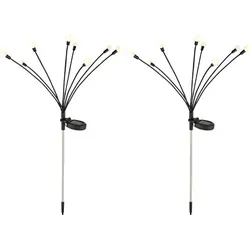 2er Set LED Solarleuchte Edelstahl Schwarz H 70 cm - Elegante Solarleuchte aus Edelstahl und mattem Kunststoff für stimmungsvolle Beleuchtung im Außenbereich. Mit beweglichen Armen und einfachem Schiebeschalter für individuelle Anpassung.