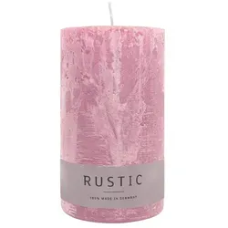 RUSTIC-Stumpenkerze Antikrosa, WENZEL, 140/80 mm, Brenndauer ca. 76h, selbstverlöschend