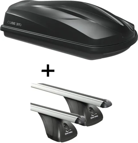 Dachbox/Gepäckbox CUBE370 mit Dachträger für Toyota Yaris II 2005-2011 - Praktisches Set aus Dachbox CUBE370 und Dachträger für Toyota Yaris II. Mit 370 Litern Volumen und 75 kg Tragkraft ideal für Reisen. Sicher und komfortabel, schafft Platz im Innenraum.