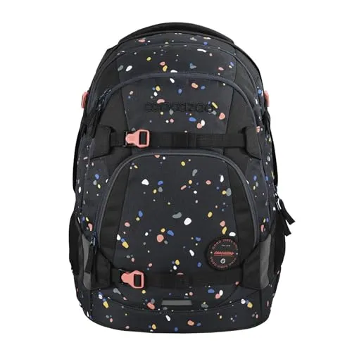 coocazoo Schulrucksack Mate Sprinkled Candy - Ergonomischer, höhenverstellbarer Rucksack in Schwarz-Rosa, 30 Liter Stauraum und individuelle Anpassungsmöglichkeiten