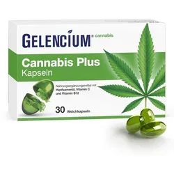 GELENCIUM Cannabis Plus Kapseln mit Vitamin B12 - Arzneimittel zur Unterstützung von Knochen, Nerven und Immunsystem, enthält wertvolles Hanfsamenöl und essenzielle Vitamine für mehr Energie und weniger Müdigkeit.