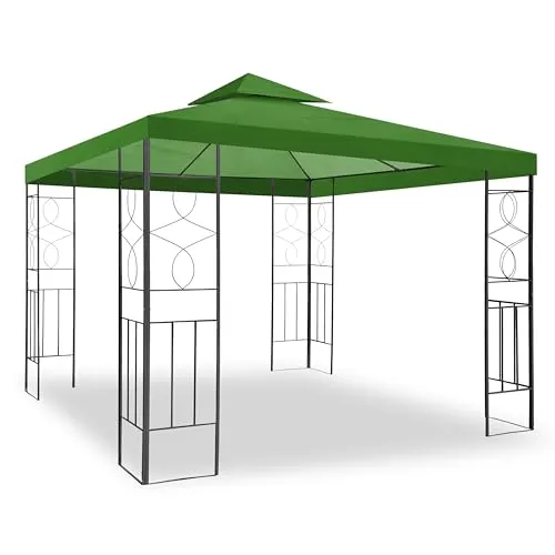 WASSERDICHTER Pavillon Romantika 3x3m - Metall Festzelt in Waldgrün - Pavillon 300 x 300 cm mit 100% wasserdichtem Dach, ideal für Feste im Freien. Robust und stabil, perfekt für jede Wetterlage und einfach mit 3-4 Personen aufzubauen.