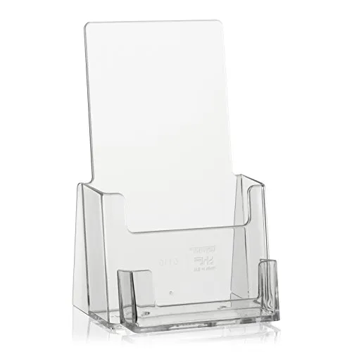 taymar DIN Lang (DL) Tisch-Prospektständer mit extra Visitenkarten-Halter, Flyerhalter, Prospekthaltermit Visi-Fach