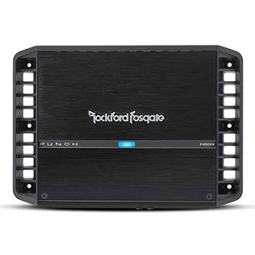 P400X4 Car-HiFi-Endstufe - Leistungsstarke 4-Kanal Endstufe mit 4 x 50 / 100 Watt RMS, ideal für beeindruckenden Sound im Auto und brückenbar für 2 x 200 Watt RMS.