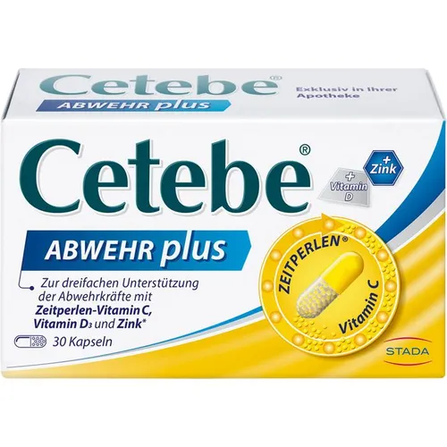 CETEBE Abwehr plus mit Vitamin C, D und Zink - Nahrungsergänzungsmittel zur dreifachen Unterstützung der Abwehrkräfte mit 300 mg hochdosiertem Vitamin C, Vitamin D3 und Zink für ein starkes Immunsystem.