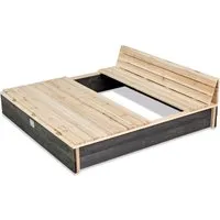 EXIT Sandkasten XL - Swimmingpool-Zubehör für Kinder, großer Sandkasten mit stabilen Sitzbänken und Rückenlehne für stundenlangen Spielspaß im Freien.