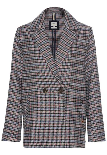 camel active Damen Oversized Blazer Blau-Lila - Oversized Blazer für Damen mit kariertem Muster, unifarben und modisch, ideal für lässige Looks und Alltag, ausgestattet mit praktischen Einstecktaschen.