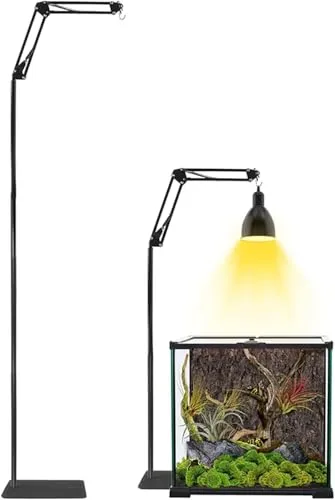 GlowUp Reptilien Lampenständer Verstellbarer, Wärmelampenständer Höhe 40-140 cm, 360° Drehung Reptilien Lampenhalter mit Sockel Terrarium Lichtständer für Schildkröten Spinne (Ohne Lampen)