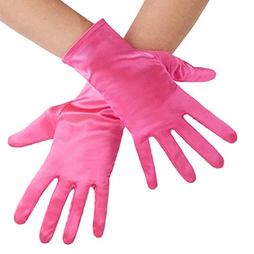 dressforfun 901016 Damen Satin Handschuhe, kurze Satinhandschuhe für Kostüm Fasching Karneval Halloween Hochzeit Fest Party Opera 1920er Accessoires, 23 cm - diverse Farben - (pink | Nr. 303660)