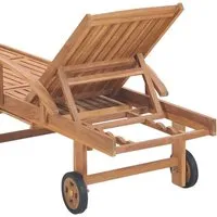 vidaXL Sonnenliege mit Auflage im Grauen Karomuster aus Teakholz - Elegante Sonnenliege aus massivem Teakholz mit verstellbarer Rückenlehne in 4 Positionen. Ideal für Garten und Terrasse, bietet Komfort und Stil für entspannte Stunden im Freien.