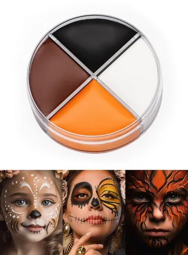 Kryolan GmbH Theaterschminke Make-up Schminke 4 Farben - Rehschminke Halloween, Voll deckende Cremeschminke auf Wachsbasis für Tiere wie Reh, Fuchs