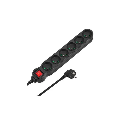 Maclean Steckdosenleiste Typ-E | Verlängerungskabel mit Schalter & Kindersicherung | Max. 2500W Leistung | Mehrfachsteckdose Schwarz (6-Fach Steckdosenleiste, 3m Kabel)