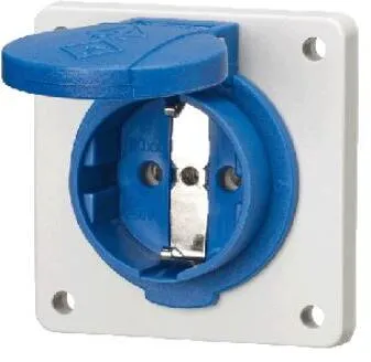 Mennekes 11011F SCHUKO Steckdose blau IP54 - Steckdose CEE 7/3, ideal für ortsfesten Einsatz mit Klappdeckel, schützt vor Schmutz und Feuchtigkeit. Perfekt für den Einsatz im Außenbereich.