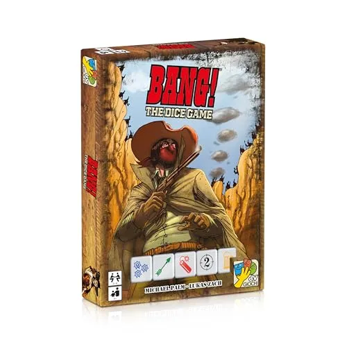 dV Giochi DVG 9105 Bang The Dice Game - Würfelspiel für 3-8 Spieler, voller Spannung und Action. Erlebe die Emotionen von BANG! in einer schnellen Runde mit fünf Würfeln – ideal für Spielabende!