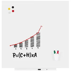 Rocada Whiteboard 6425R - 100cm x 100cm, rahmenloses Design mit magnetischer Befestigung und praktischer Ablage für Stifte
