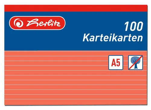 Karteikarte Karteikarten A5 liniert orange Herlitz 100