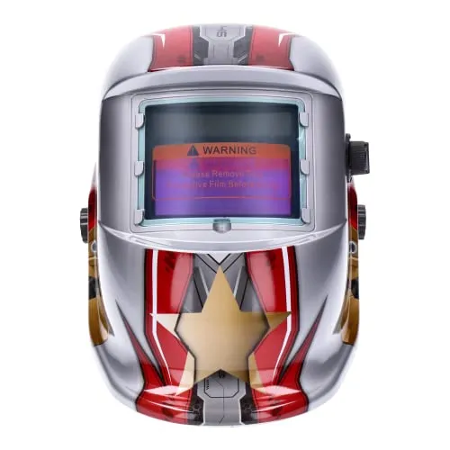 Automatik Solar Schweißhelm UV/IR-Schutz großes Sichtfenster für alle Schweißarten automatische Verdunkelung Schleifmodus Schweißmodus Empfindlichkeit & Verzögerungszeit einstellbar (Iron Man)