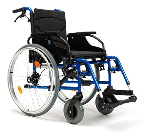 FabaCare Rollstuhl mit Trommelbremse D200-V, Leichtgewicht Faltrollstuhl, vieles Einstellbar, faltbar, Premium Transportrollstuhl, Sitzbreite 52 cm