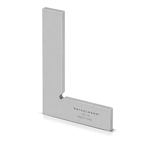 STAHLWERK Flachwinkel 90° 100 x 70 mm DIN 875/1 Kontrollwinkel/Schlosserwinkel/Anschlagwinkel/Präzisionswinkel aus rostfreiem Edelstahl