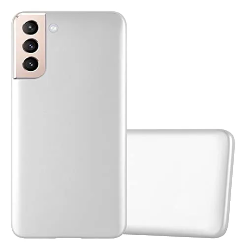 Cadorabo Hülle kompatibel mit Samsung Galaxy S22 Plus Schutzhülle TPU Silikon Case Metallic Design Slim Kratzfest Weiche Gummi mit Rundumschutz Case Hülle für Galaxy S22 Plus in Silber